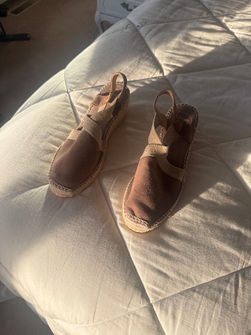 Brown Canvas Slingback Espadrilles